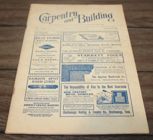 Antique July 1909 CARPENTRY & BUILDING MAGAZINE Architecture TOOLS Ads++