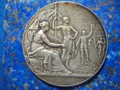 Médaille Concours De Tir Jeanne D'Arc Calais 1910 - Bronze Argenté - DESAIDE