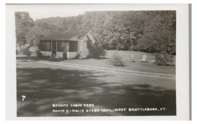 RPPC Schultz Cabin Park Roadside BRATTLEBORO VT Vermont Real Photo Postcard 1