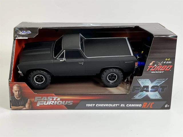Jada Toys - Fast and Furious RC Modellino auto 1967 Chevrolet EL Camino R/C (nero) - Auto telecomandata Fast & Furious 10, 1:24 (20 cm), 2,4 GHz, fino a 8 km/h, auto giocattolo dai 6 anni in su