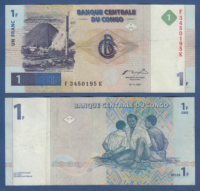 KONGO / CONGO 1 Franc 1997  VF  P.85
