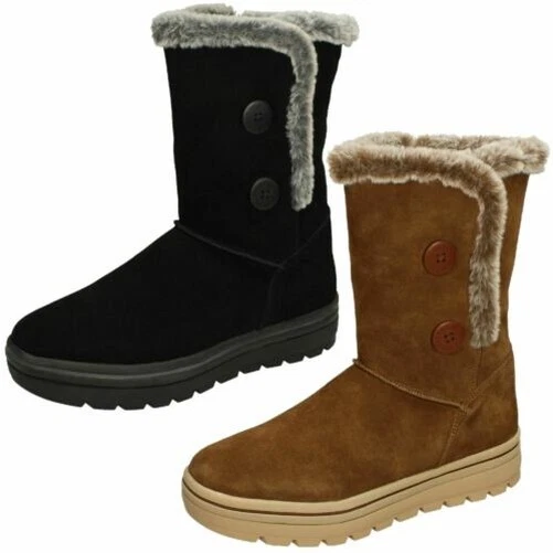 Femmes Skechers Mémoire Mousse Fausse Fourrure Doublé Mi Mollet Bottes 'Cool GAL