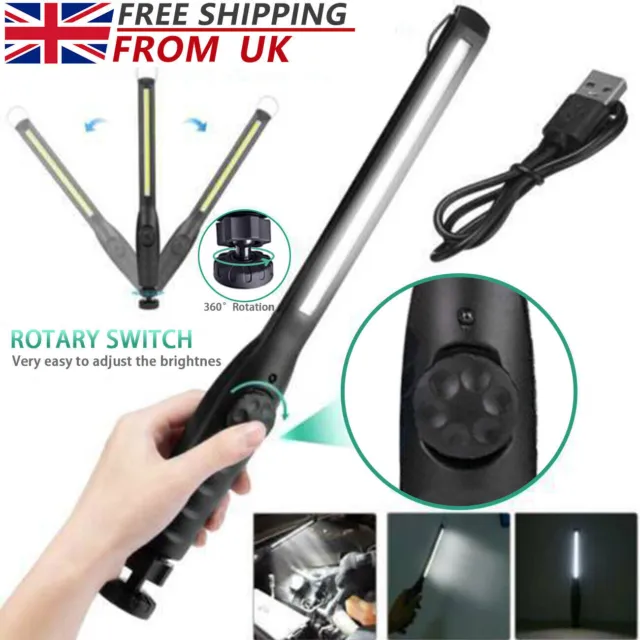 Rechargeable LED Magnetic Work Light Car Garage Mechanic USB Torch Lamp UK