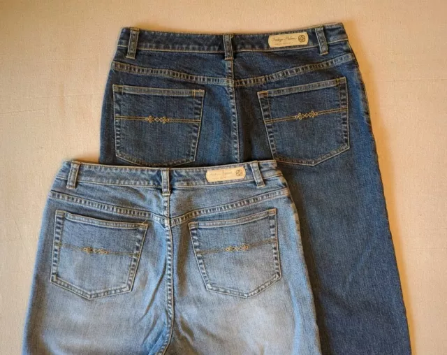 2 Pair Tommy Bahama Indigo Palms Denim Blue Jeans Women's Size 10R EUC 32 X 31