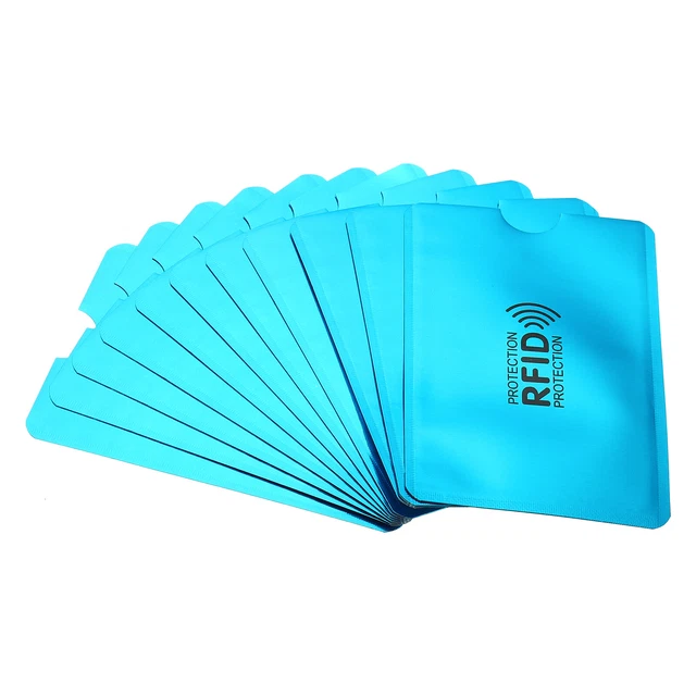 24Pcs RFID Blocking Sleeves Identity Theft Credit Cards Protector Holders Blue