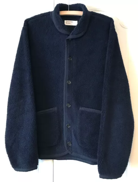 Universal Works Shakespeare Mountain Fleece Lancaster Jacket Large Navy Blue