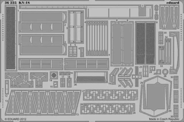 Kit détaillage pour KV-1S 1/35 Eduard 36225 pour kit Trumpeter