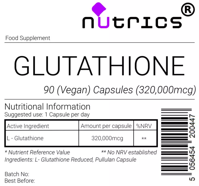 Nutrics® GLUTATHION 320.000mcg vegane Kapseln Hautaufhellung Anti-Aging 2