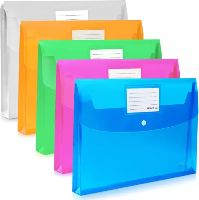 36Pcs Clear Plastic Envelopes with Snap Button Closure, Poly Envelope  Folders, L
