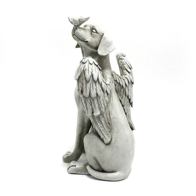 Garden Angel Dog Fairy Resin Outdoor Statues Kid Gift Courtyard Home Decoration