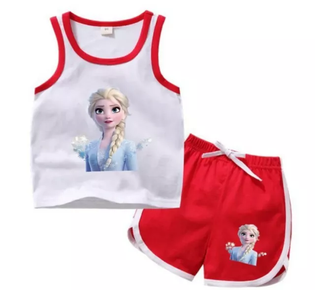 Disney Completo Estivo 2 Pz Bambina Cartoons Summer Girls Spedizione 20 Giorni 2