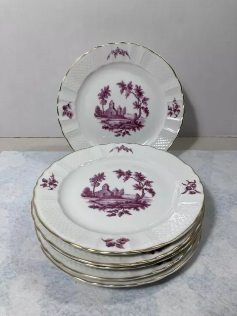 Bernardaud & Co Limoges France "Vincennes" Plates 7 1/2" [Set of 6] Gold Trim