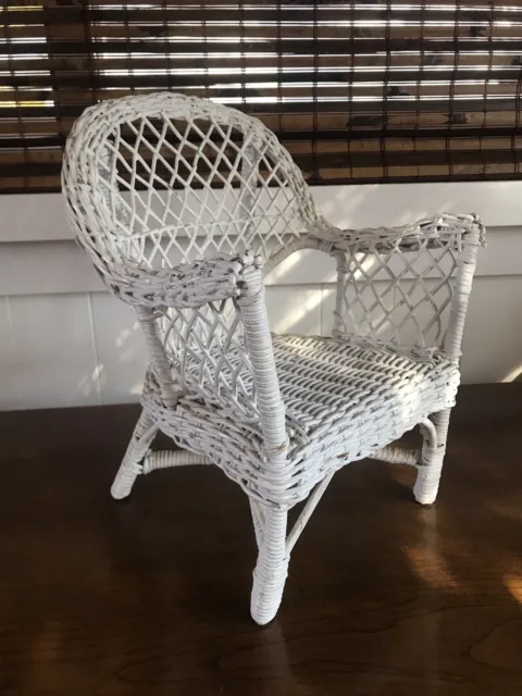 White Wicker Chair for 18” American Girl Doll-Size Furniture - UNBRANDED