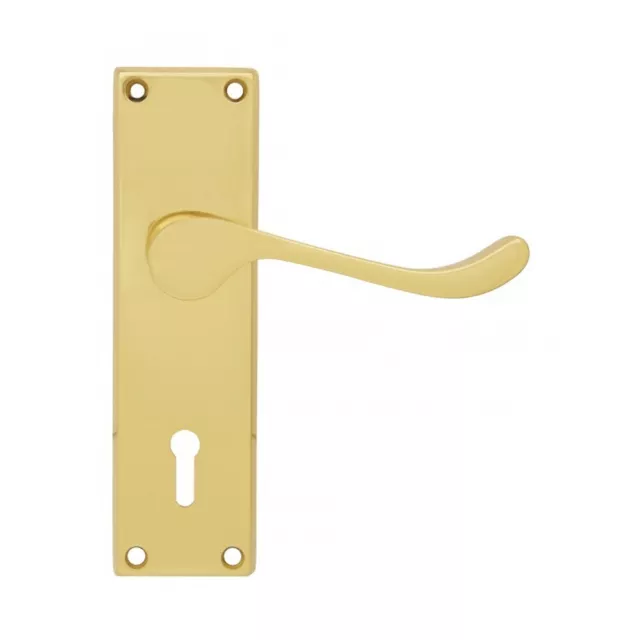 Pavtom Scroll Lever Bit Key Mortice Lock Plate 150x42mm Polished Brass 7301PB