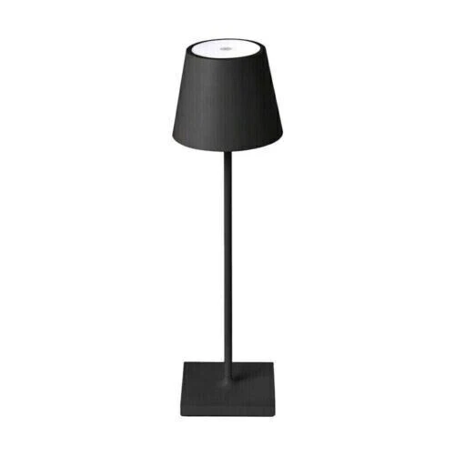 Lampada Da Tavolo Led Ricaricabile  Poldina Touch Dimmer Nera 3 Tonalita'  Luce