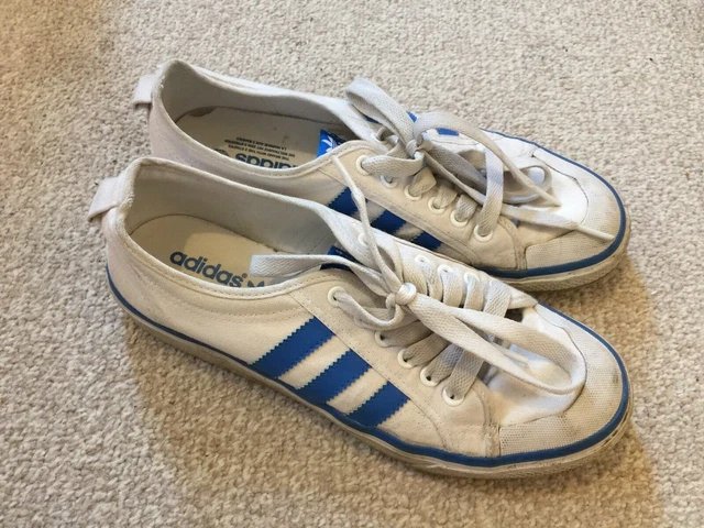 VINTAGE ADIDAS NIZZA Original Canvas Men s Trainers White Blue