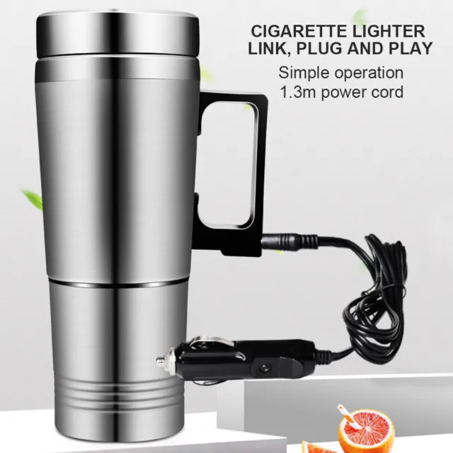 Car Based Heating Stainless Steel Cup Kettle 12V、24V Travel Coffee Heated Mug