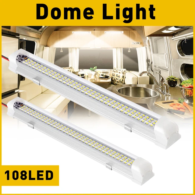 2X 12V LED Car Interior Roof Light Ceiling Dome Lamp For RV Camper