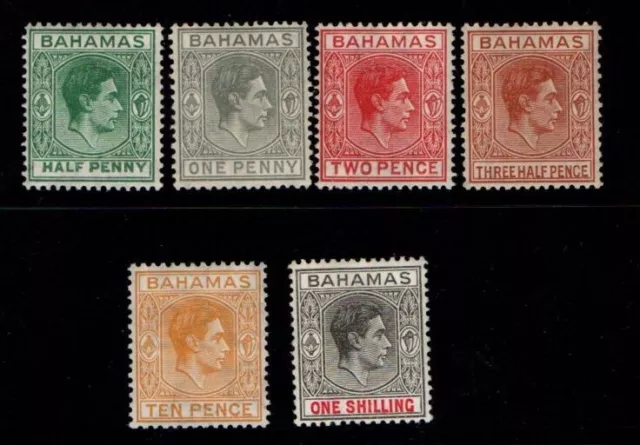 Bahamas 1938 KGVI . 6 Stamps to 1/- Shilling Value . MUH / MH . Mint .