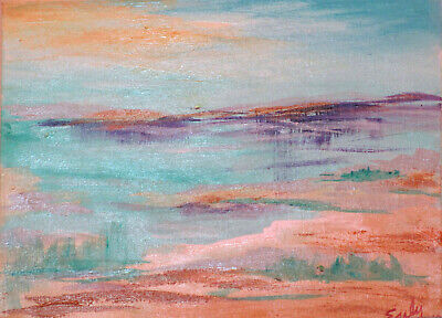 Abstract lake shore line  SFA acrylic painting