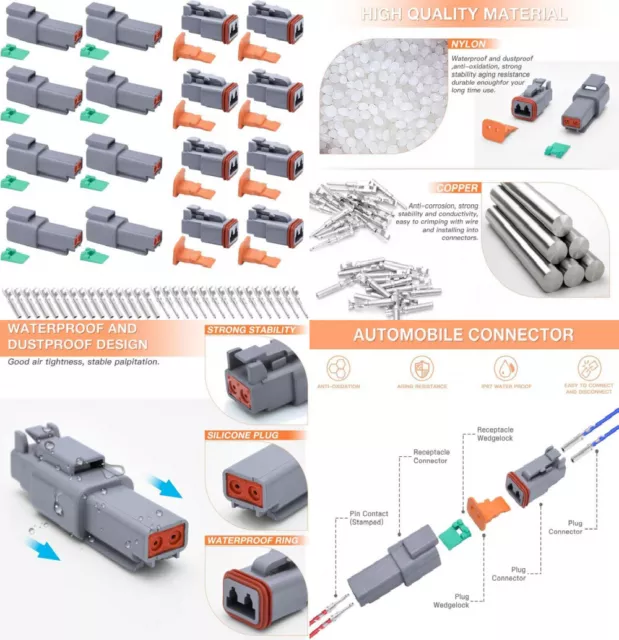 PEESHON Kit Connettori DT,8 Sets Impermeabile Auto Connettore Elettrico DT,...