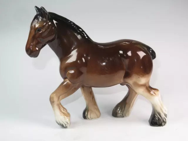 TRENTHAM ART WARE Shire Horse Figurine Brown High Gloss Devon Pottery 1960s