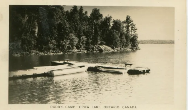 Canada Crow Kakagi  Lake ON - Dodd's Camp Boat Pier Nestor Falls RP postcard
