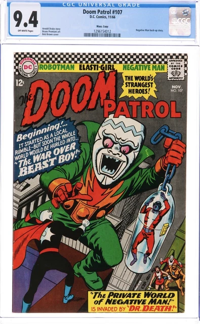 DOOM PATROL #107 CGC 9.4 OW - Mass. Pedigree (1966) “THE WAR OVER BEAST BOY!"
