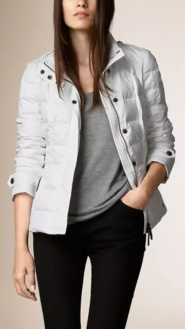 NWT Burberry Brit Women's Dalesbury Nova Check White Quilted Down Puffer Jacket