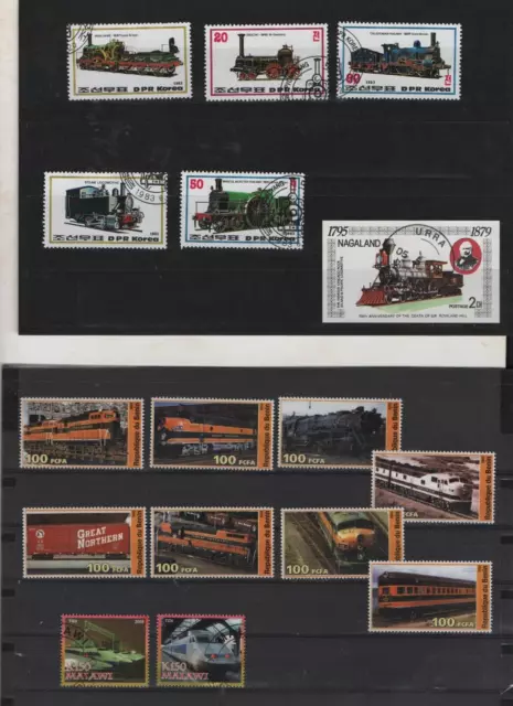 39 x Marken und 12 Blocks Kleinbogen Alte Eisenbahnen Wagen Lokomotiven 2