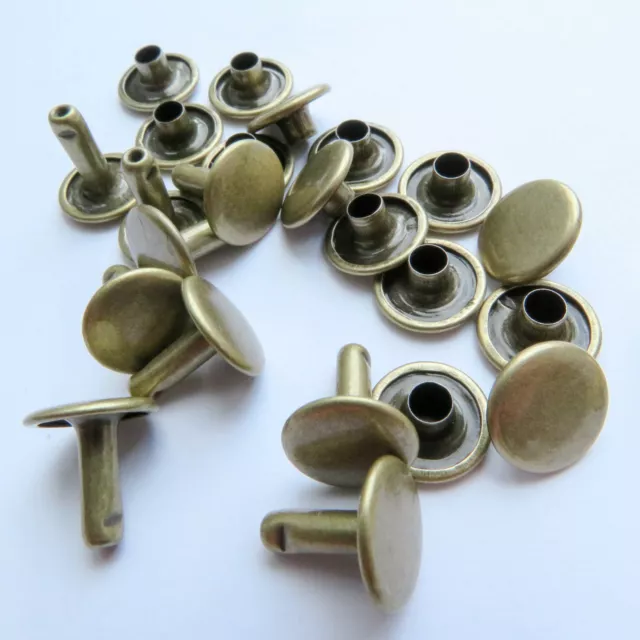 10 mm Double cap tubular rivets.Black nickel,Brass,Nickel,Antique Brass,Bronze