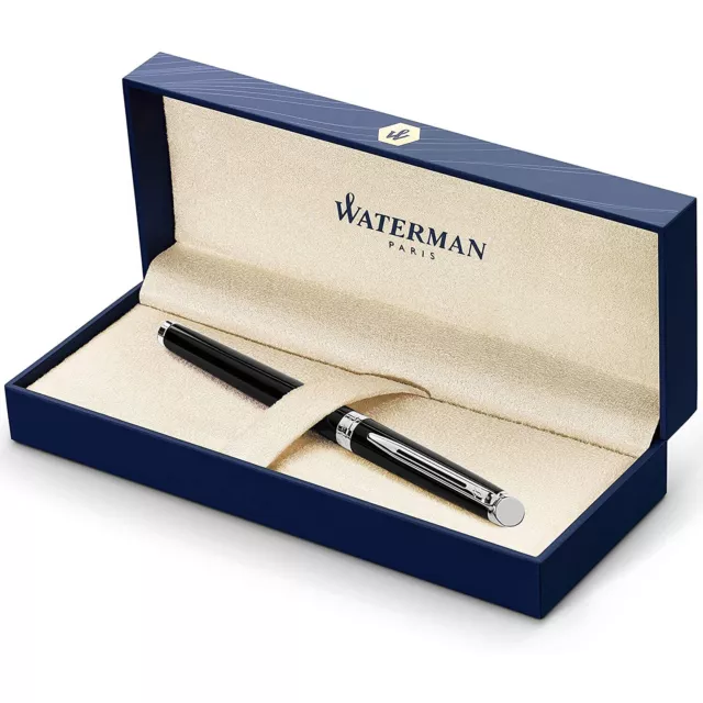 Waterman Hémisphère Penna a Sfera, Lucido Nero Con Finiture Cromate, Punta Fine