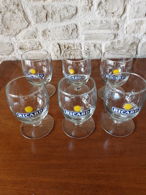 Lot De 7 Verres Ricard Vintage Années 70 - Collection Verre Français CAF