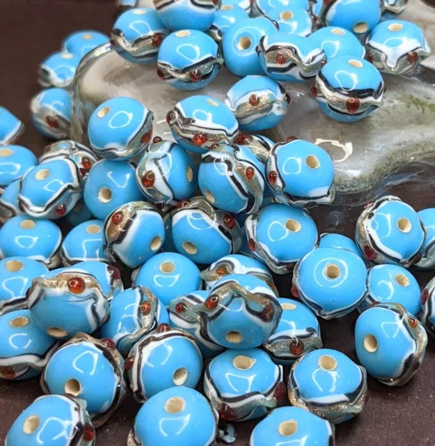 Ceramic Beads Lot Beads for Jewelry Making Roundelle Blue 15mm 20 pcs