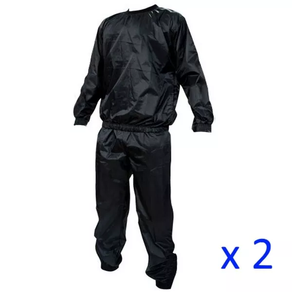 Pack of 2 Heavy Duty Sauna Sweat Suits Exercise Gym Anti-Rip Fitness Weight Loss