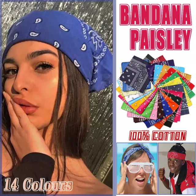 BANDANA Paisley & Plain 100% COTTON Head Wrap Head Wrap New Summer Scarf snood