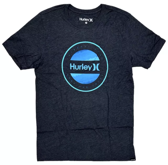 Hurley Men's Circle Die Logo Short Sleeve Crewneck Tee T-Shirt in Black Heather