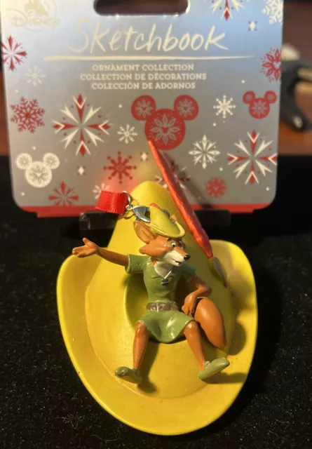 Disney Robin Hood Fox Sculpted Figural Hat Sketchbook Christmas Ornament-NWT