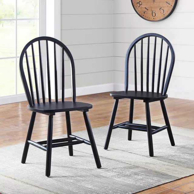 2 Pcs Wooden Dining Chairs Armless Durable Sturdy Dining Room Home Kitchen Black 2