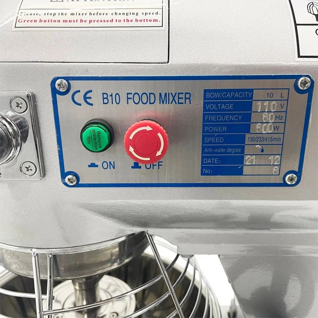 Teig Lebensmittelmixer 3 Gang 450w 10L Bäckerei Mixer Rührer Mischmaschine 13