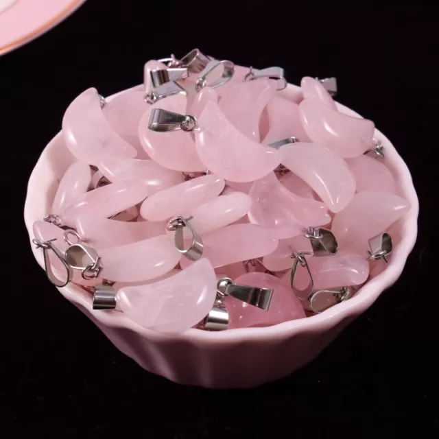 Natural stone moon pendant healing crystal reiki gemstone jewelry making 50pcs