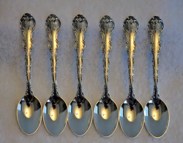 6  Sterling Birks Demitasse Spoons King Louis XV - 71.5g "M" mono