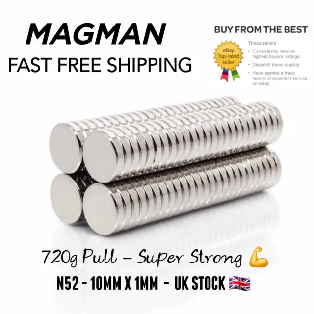 20 X VERY Strong Circular Disc Neodymium Magnets 10mm x 1mm Fridge