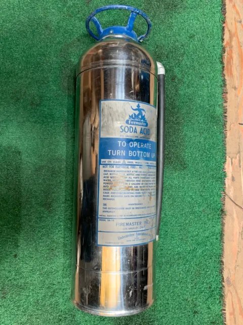 1970 Vintage Firemaster Soda Fire Extinguisher 5A-10 2 1/2 Gallon Chrome NFPA UL