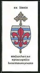Exlibris von Z.G. Alexy für Bibliothecae Episcopalis Luxemburgensis, Wappen mit