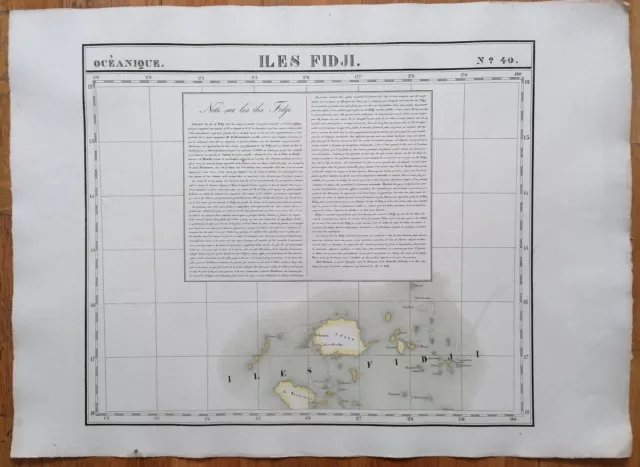 Pacific Large Original Map Fiji Fidji by Vandermaelen - 1827