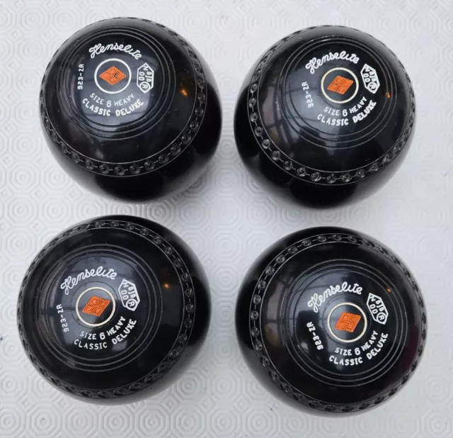 Henselite Set 4 x Classic DeLuxe Lawn Bowls - Size 6 (Heavy) 923-ZR