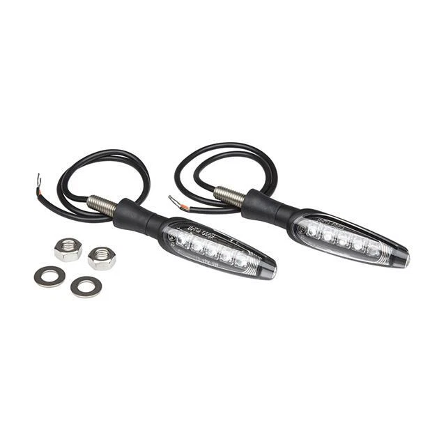 Alchemy Parts Mini Moto LED Indicatori - CNC Alluminio - Coppia - Nero con Cornice Cromata