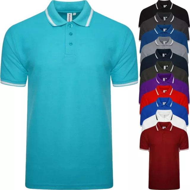 Mens Short Sleeve Polo Shirt Big Tall Plus Size T-Shirt Tipping Collar King Top