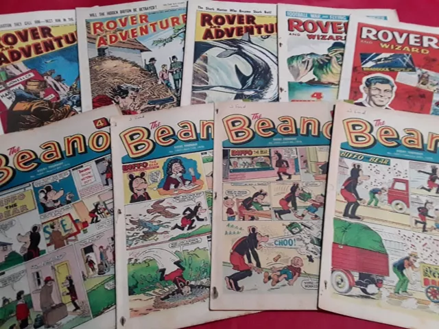 JOB LOT "1960s/1970'BEANO /ROVER & WIZARD COMICS "over 50 years Old(D.C.THOMSON)